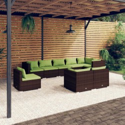 vidaXL 9-tlg. Garten-Lounge-Set mit Kissen Poly Rattan Braun