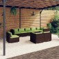 vidaXL 9-tlg. Garten-Lounge-Set mit Kissen Poly Rattan Braun vidaXL 9-tlg. Garten-Lounge-Set mit Kissen Poly Rattan Braun