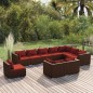 vidaXL 10-tlg. Garten-Lounge-Set mit Kissen Poly Rattan Braun vidaXL 10-tlg. Garten-Lounge-Set mit Kissen Poly Rattan Braun