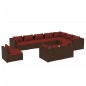 vidaXL 10-tlg. Garten-Lounge-Set mit Kissen Poly Rattan Braun vidaXL 10-tlg. Garten-Lounge-Set mit Kissen Poly Rattan Braun