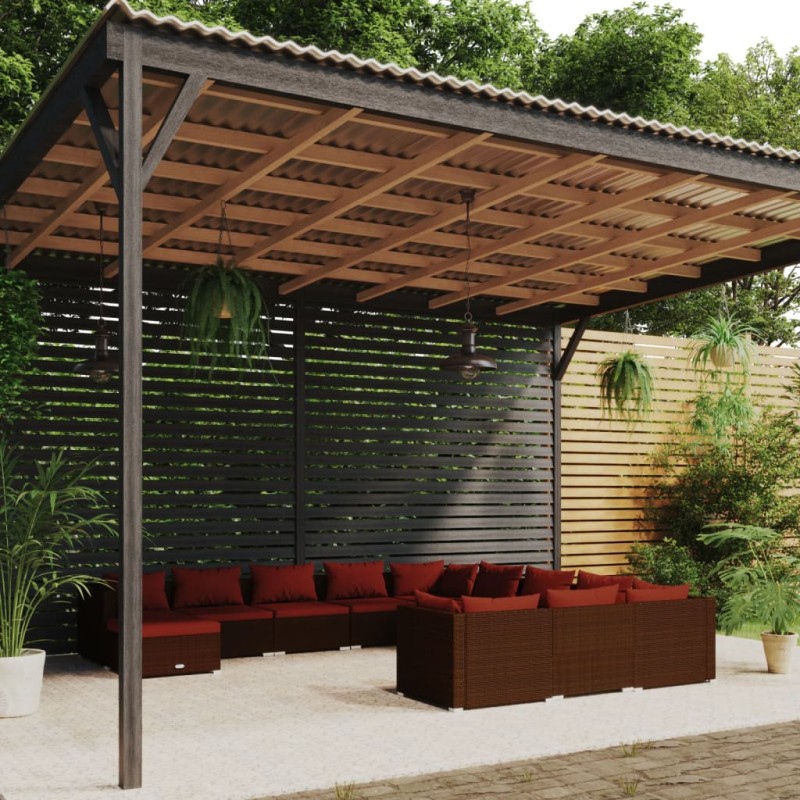 vidaXL 12-tlg. Garten-Lounge-Set mit Kissen Poly Rattan Braun vidaXL 12-tlg. Garten-Lounge-Set mit Kissen Poly Rattan Braun