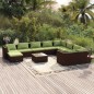 vidaXL 11-tlg. Garten-Lounge-Set mit Kissen Poly Rattan Braun vidaXL 11-tlg. Garten-Lounge-Set mit Kissen Poly Rattan Braun