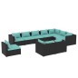 vidaXL 10-tlg. Garten-Lounge-Set mit Kissen Poly Rattan Schwarz vidaXL 10-tlg. Garten-Lounge-Set mit Kissen Poly Rattan Schwarz