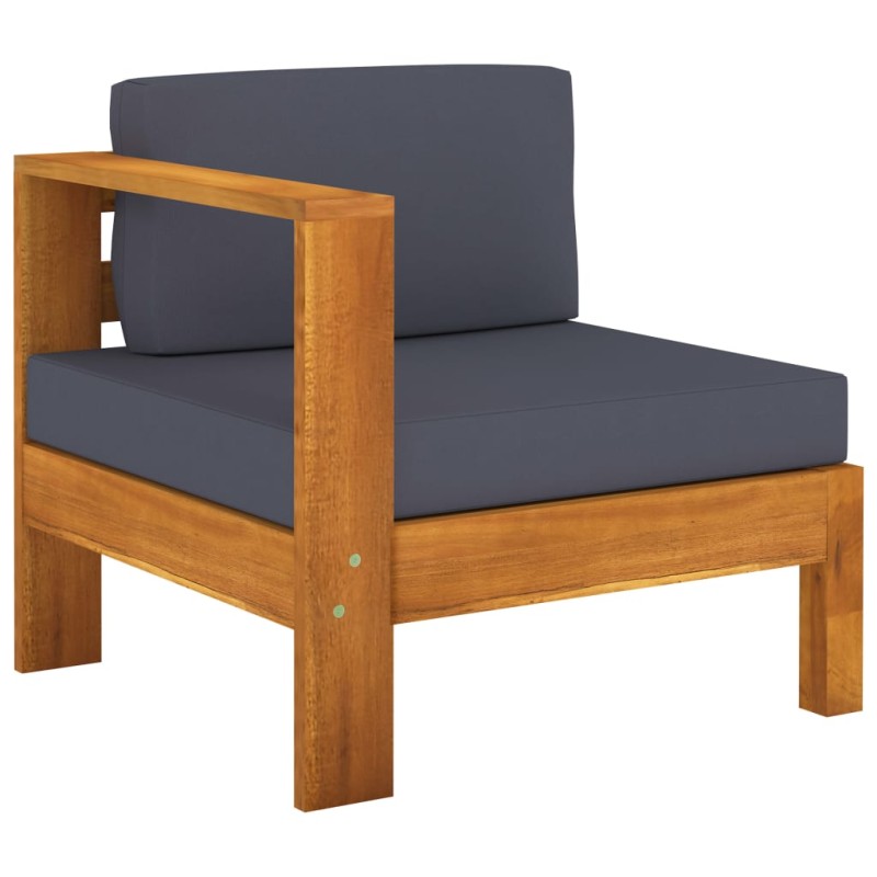vidaXL Mittelsofa mit 1 Armlehne Dunkelgrau Massivholz Akazie vidaXL Mittelsofa mit 1 Armlehne Dunkelgrau Massivholz Akazie