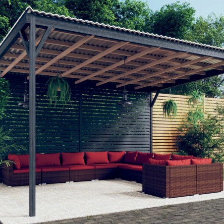 vidaXL 10-tlg. Garten-Lounge-Set mit Kissen Poly Rattan Braun