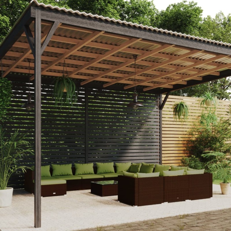 vidaXL 13-tlg. Garten-Lounge-Set mit Kissen Poly Rattan Braun vidaXL 13-tlg. Garten-Lounge-Set mit Kissen Poly Rattan Braun