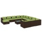 vidaXL 13-tlg. Garten-Lounge-Set mit Kissen Poly Rattan Braun vidaXL 13-tlg. Garten-Lounge-Set mit Kissen Poly Rattan Braun
