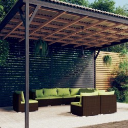 vidaXL 9-tlg. Garten-Lounge-Set mit Kissen Poly Rattan Braun