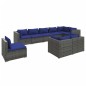 vidaXL 9-tlg. Garten-Lounge-Set mit Kissen Poly Rattan Grau vidaXL 9-tlg. Garten-Lounge-Set mit Kissen Poly Rattan Grau