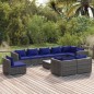 vidaXL 10-tlg. Garten-Lounge-Set mit Kissen Poly Rattan Grau vidaXL 10-tlg. Garten-Lounge-Set mit Kissen Poly Rattan Grau