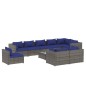 vidaXL 10-tlg. Garten-Lounge-Set mit Kissen Poly Rattan Grau vidaXL 10-tlg. Garten-Lounge-Set mit Kissen Poly Rattan Grau