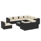 vidaXL 10-tlg. Garten-Lounge-Set mit Kissen Poly Rattan Schwarz vidaXL 10-tlg. Garten-Lounge-Set mit Kissen Poly Rattan Schwarz