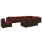 vidaXL 10-tlg. Garten-Lounge-Set mit Kissen Poly Rattan Braun vidaXL 10-tlg. Garten-Lounge-Set mit Kissen Poly Rattan Braun