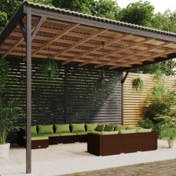 vidaXL 12-tlg. Garten-Lounge-Set mit Kissen Poly Rattan Braun