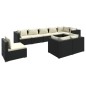 vidaXL 9-tlg. Garten-Lounge-Set mit Kissen Poly Rattan Schwarz vidaXL 9-tlg. Garten-Lounge-Set mit Kissen Poly Rattan Schwarz