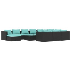 vidaXL 12-tlg. Garten-Lounge-Set mit Kissen Poly Rattan Schwarz