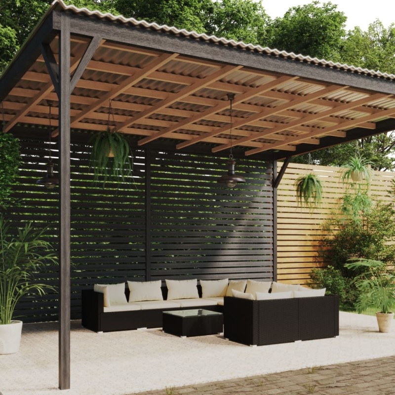 vidaXL 9-tlg. Garten-Lounge-Set mit Kissen Poly Rattan Schwarz vidaXL 9-tlg. Garten-Lounge-Set mit Kissen Poly Rattan Schwarz
