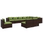 vidaXL 10-tlg. Garten-Lounge-Set mit Kissen Poly Rattan Braun vidaXL 10-tlg. Garten-Lounge-Set mit Kissen Poly Rattan Braun