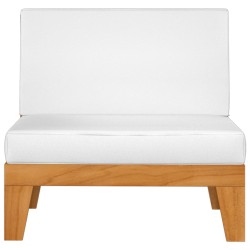 vidaXL Modular-Mittelsofa mit Cremeweißen Kissen Akazie Massivholz