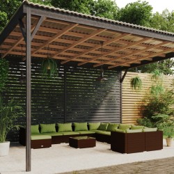 vidaXL 12-tlg. Garten-Lounge-Set mit Kissen Poly Rattan Braun