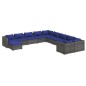 vidaXL 11-tlg. Garten-Lounge-Set mit Kissen Poly Rattan Grau vidaXL 11-tlg. Garten-Lounge-Set mit Kissen Poly Rattan Grau