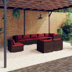 vidaXL 9-tlg. Garten-Lounge-Set mit Kissen Poly Rattan Braun