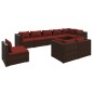 vidaXL 9-tlg. Garten-Lounge-Set mit Kissen Poly Rattan Braun vidaXL 9-tlg. Garten-Lounge-Set mit Kissen Poly Rattan Braun