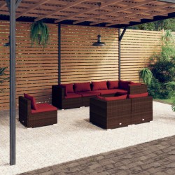 vidaXL 8-tlg. Garten-Lounge-Set mit Kissen Poly Rattan Braun