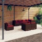vidaXL 8-tlg. Garten-Lounge-Set mit Kissen Poly Rattan Braun vidaXL 8-tlg. Garten-Lounge-Set mit Kissen Poly Rattan Braun