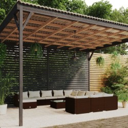 vidaXL 13-tlg. Garten-Lounge-Set mit Kissen Poly Rattan Braun