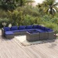 vidaXL 11-tlg. Garten-Lounge-Set mit Kissen Poly Rattan Grau vidaXL 11-tlg. Garten-Lounge-Set mit Kissen Poly Rattan Grau