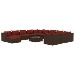 vidaXL 13-tlg. Garten-Lounge-Set mit Kissen Poly Rattan Braun