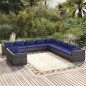 vidaXL 11-tlg. Garten-Lounge-Set mit Kissen Grau Poly Rattan vidaXL 11-tlg. Garten-Lounge-Set mit Kissen Grau Poly Rattan