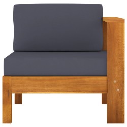vidaXL Mittelsofa mit 1 Armlehne Dunkelgrau Massivholz Akazie