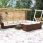 vidaXL 11-tlg. Garten-Lounge-Set mit Kissen Poly Rattan Braun vidaXL 11-tlg. Garten-Lounge-Set mit Kissen Poly Rattan Braun