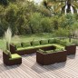 vidaXL 10-tlg. Garten-Lounge-Set mit Kissen Poly Rattan Braun vidaXL 10-tlg. Garten-Lounge-Set mit Kissen Poly Rattan Braun
