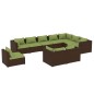 vidaXL 10-tlg. Garten-Lounge-Set mit Kissen Poly Rattan Braun vidaXL 10-tlg. Garten-Lounge-Set mit Kissen Poly Rattan Braun