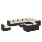 vidaXL 11-tlg. Garten-Lounge-Set mit Kissen Poly Rattan Schwarz vidaXL 11-tlg. Garten-Lounge-Set mit Kissen Poly Rattan Schwarz