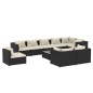 vidaXL 10-tlg. Garten-Lounge-Set mit Kissen Poly Rattan Schwarz vidaXL 10-tlg. Garten-Lounge-Set mit Kissen Poly Rattan Schwarz