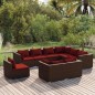 vidaXL 9-tlg. Garten-Lounge-Set mit Kissen Poly Rattan Braun