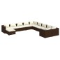 vidaXL 11-tlg. Garten-Lounge-Set mit Kissen Poly Rattan Braun vidaXL 11-tlg. Garten-Lounge-Set mit Kissen Poly Rattan Braun