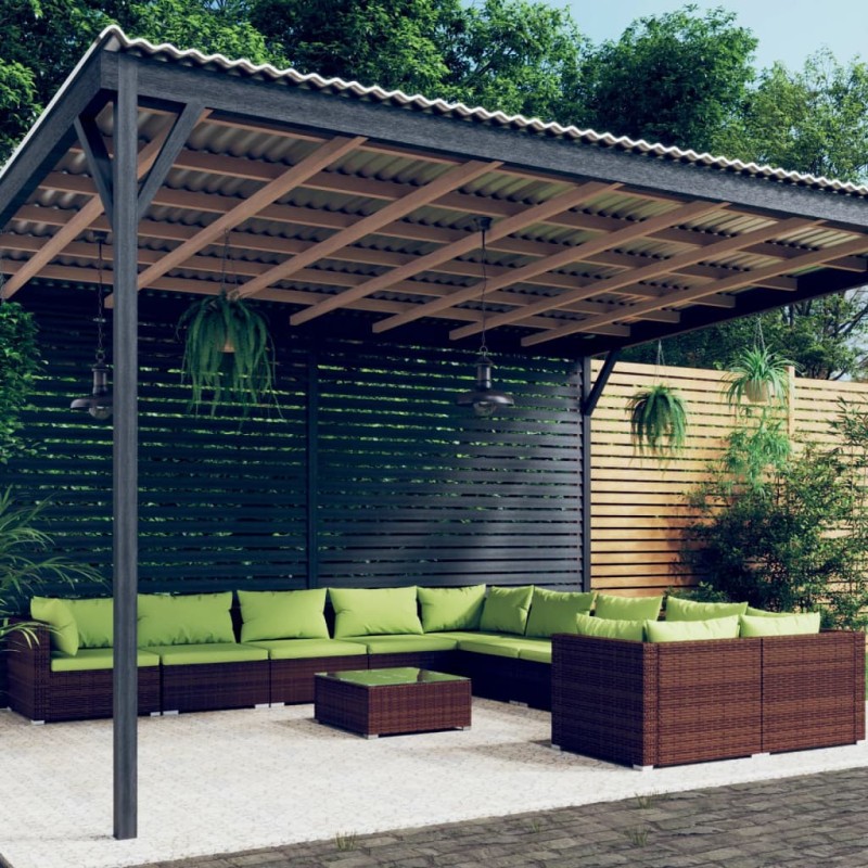vidaXL 11-tlg. Garten-Lounge-Set mit Kissen Poly Rattan Braun vidaXL 11-tlg. Garten-Lounge-Set mit Kissen Poly Rattan Braun