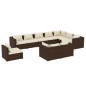 vidaXL 10-tlg. Garten-Lounge-Set mit Kissen Poly Rattan Braun vidaXL 10-tlg. Garten-Lounge-Set mit Kissen Poly Rattan Braun