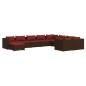vidaXL 10-tlg. Garten-Lounge-Set mit Kissen Poly Rattan Braun vidaXL 10-tlg. Garten-Lounge-Set mit Kissen Poly Rattan Braun