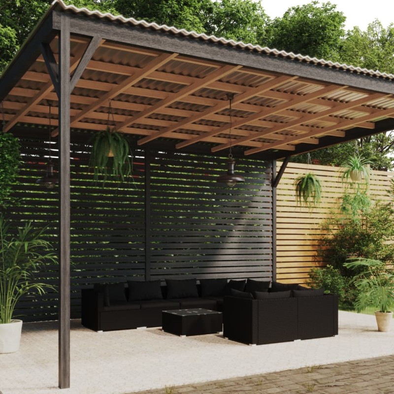 vidaXL 9-tlg. Garten-Lounge-Set mit Kissen Poly Rattan Schwarz vidaXL 9-tlg. Garten-Lounge-Set mit Kissen Poly Rattan Schwarz