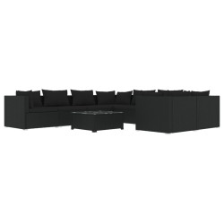 vidaXL 9-tlg. Garten-Lounge-Set mit Kissen Poly Rattan Schwarz