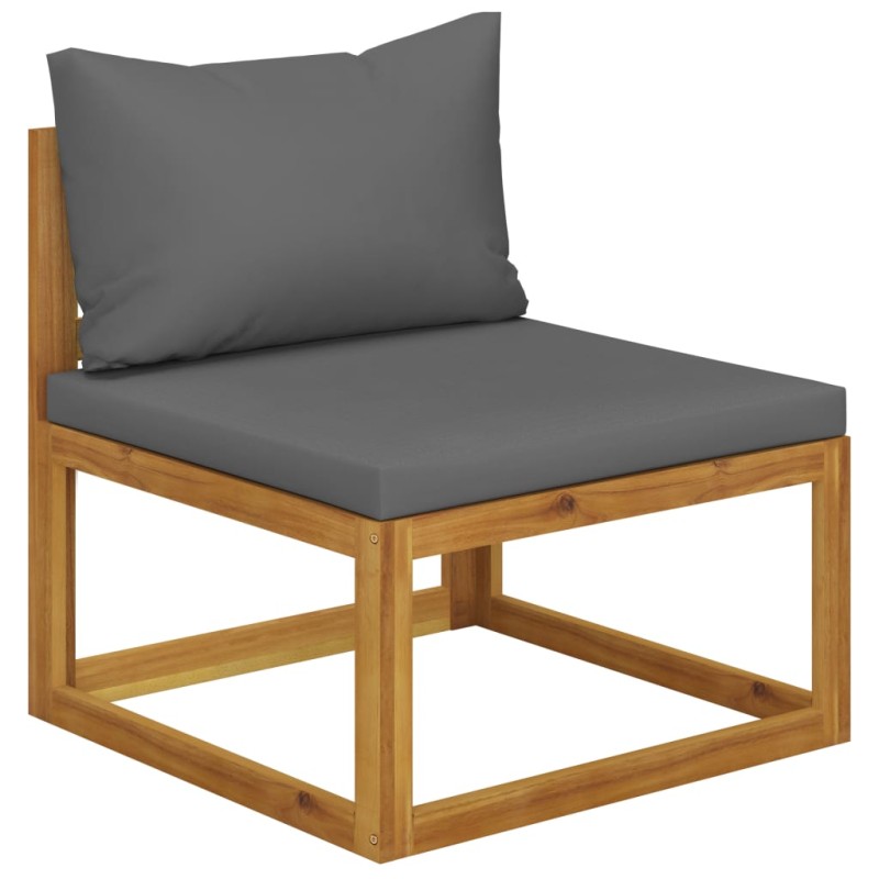 Modular-Mittelsofa mit Dunkelgrauen Kissen Akazie Massivholz Modular-Mittelsofa mit Dunkelgrauen Kissen Akazie Massivholz