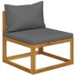 Modular-Mittelsofa mit Dunkelgrauen Kissen Akazie Massivholz Modular-Mittelsofa mit Dunkelgrauen Kissen Akazie Massivholz
