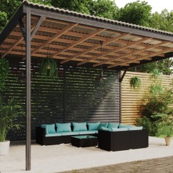 vidaXL 9-tlg. Garten-Lounge-Set mit Kissen Poly Rattan Schwarz