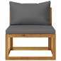 Modular-Mittelsofa mit Dunkelgrauen Kissen Akazie Massivholz Modular-Mittelsofa mit Dunkelgrauen Kissen Akazie Massivholz